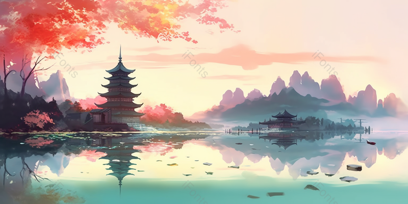 杭州西湖水墨画湖面风景背景,插画/手绘图,插画/手绘图库,插画/手绘图下载,插画/手绘